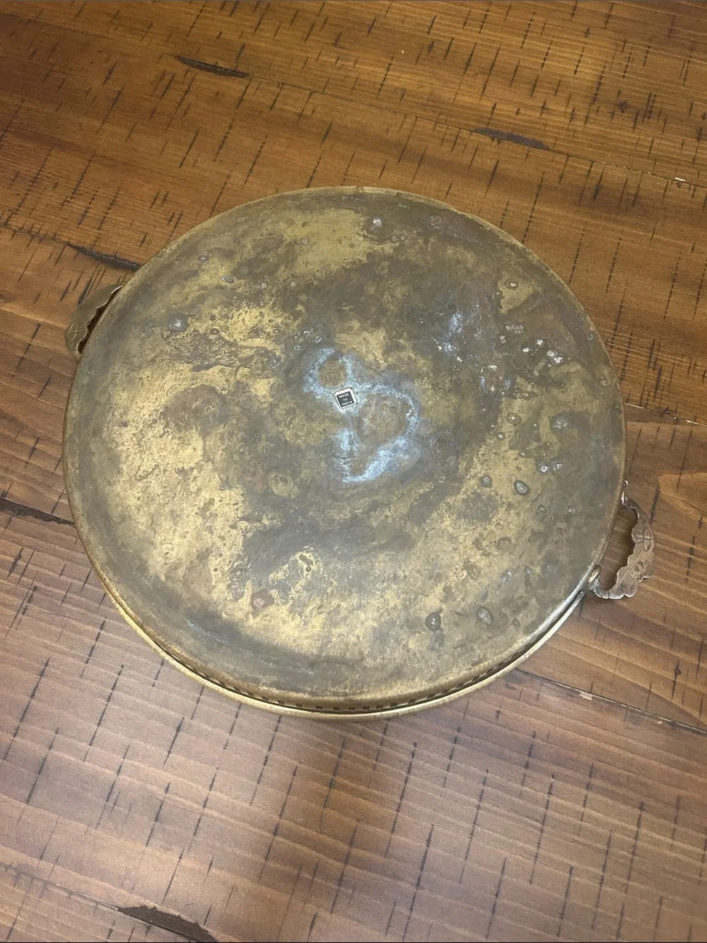 Brass Serving Tray with Ornate Handles - Gold Finish